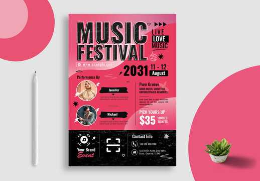 Minimal Music Festival Flyer Layout