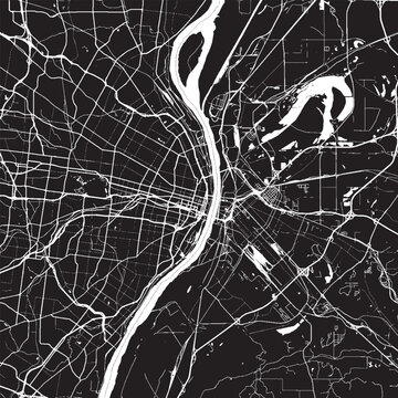 St Louis Missouri Vector Map, Detailed City Street Map Black and White Minimalist Line Art