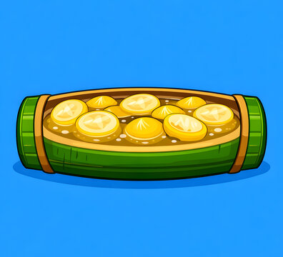 Jeruk buah sentul pickled santol fruit traditional Malaysian indigenous native food in bamboo tray vector illustration