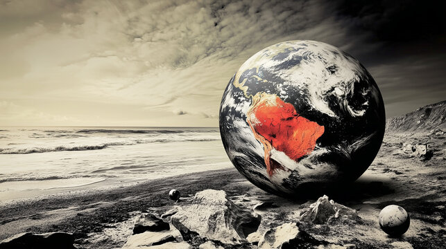 Conceptual depiction of earth in a changing climate