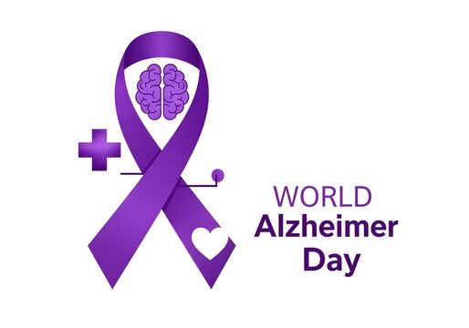 Purple ribbon for world alzheimer day awareness