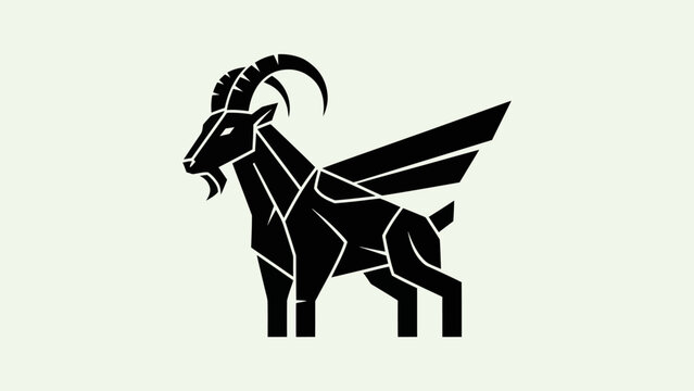 Geometric goat with wing silhouette design