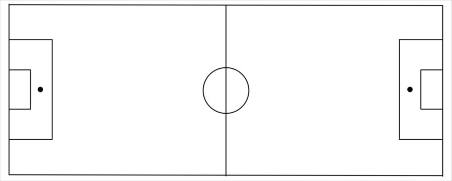 Football fields top view. Soccer grass fields with chalk lines. Green grass field background. Vector Football - Soccer Field. Scheme and marking of the football field, soccer field.