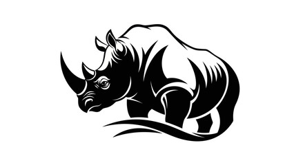 Black and white rhino silhouette illustration © Farelious