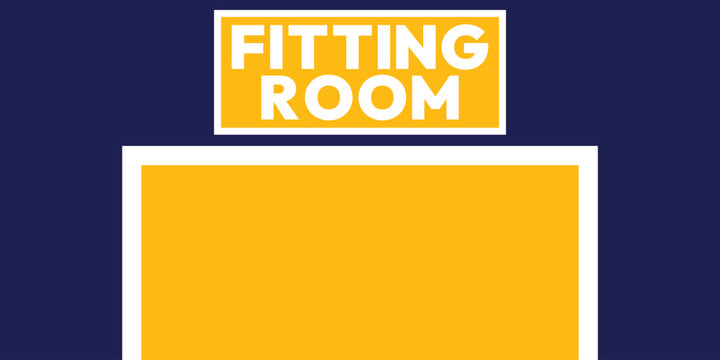 Background Symbol or icon for the words fitting room simple template. Changing room