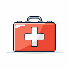 Fototapeta premium Red First Aid Kit with White Cross Symbol