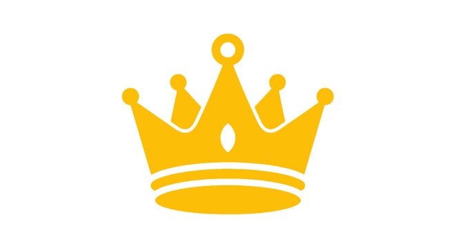 A simple yellow crown icon isolated on a clean white background