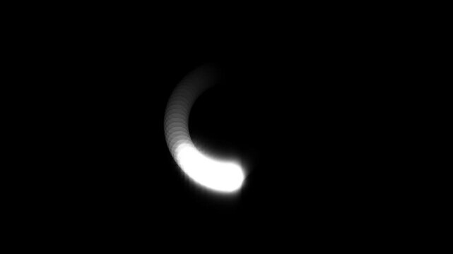 Abstract circular loading icon animation isolated on black background with futuristic neon glow, rotating motion and seamless loop digital interface effect in 4K