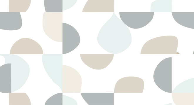 Abstract geometric pattern with minimalist neutral shapes on white background