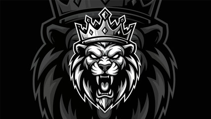 Fototapeta premium Lion with crown emblem illustration