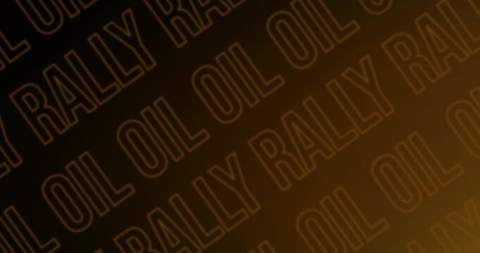 Industrial orange oil price rally typography background animation, kinetic 3D lettering with glowing amber light sweep for commodity market video footage.