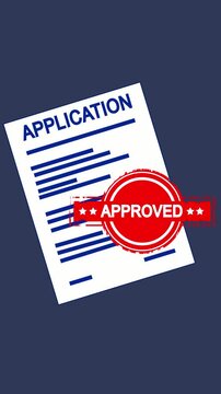Application document with red approved seal. Official application document for business. Professional application document for registration.