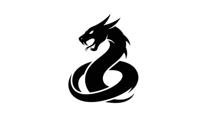 Fototapeta premium Black dragon silhouette on white background