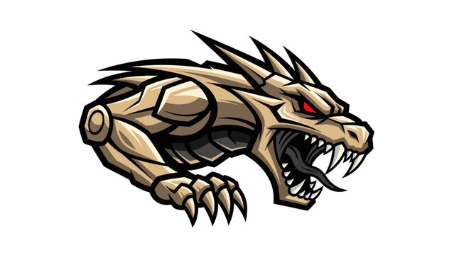 Mechanical dragon illustration on white