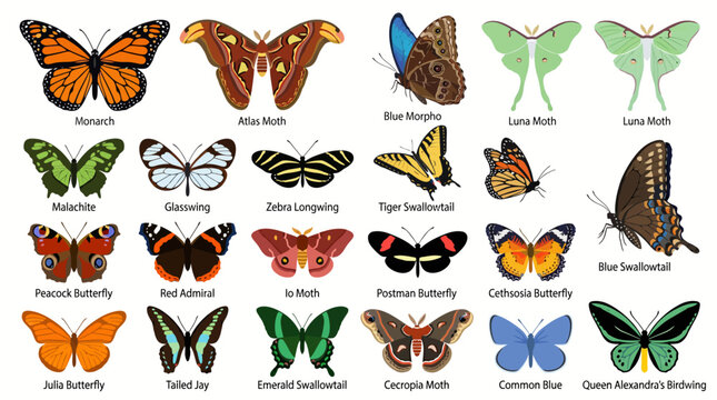 Butterfly and Moth Collection Illustration for Educational Purposes