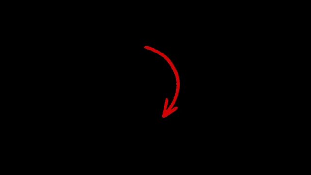 Red curved arrow pointing down