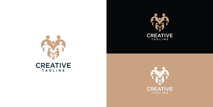 Abstract Human Heart Logo Design Representing Love, Unity, and Connection with Creative Tagline Space