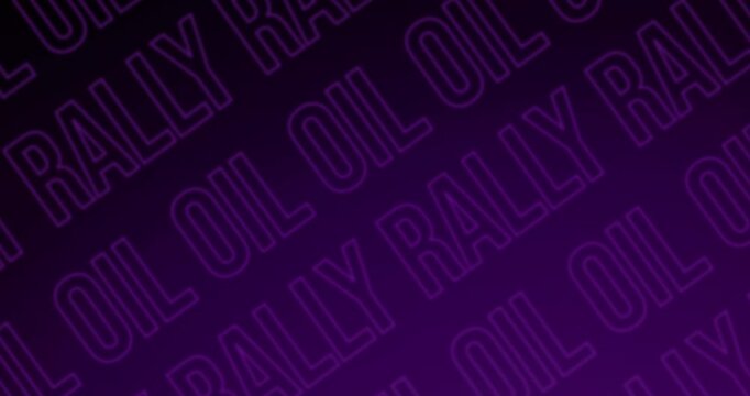 Premium purple oil price rally typography background animation, kinetic 3D lettering with glowing light sweep effect for modern fintech video footage.