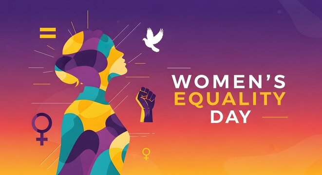 Woman celebrating women's equality day with dove and raised fist
