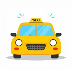Fototapeta premium Yellow taxi cab with water splash motion effect on white background