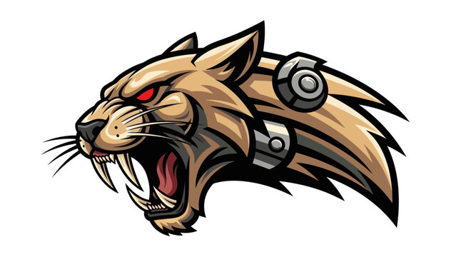 Feline head with fierce expression