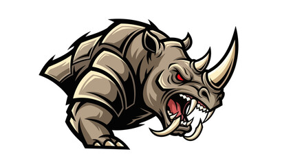 Ferocious rhino illustration on white © Gabriel