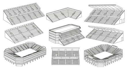 Collection of stadium architectural drawings and blueprints. © Shafa