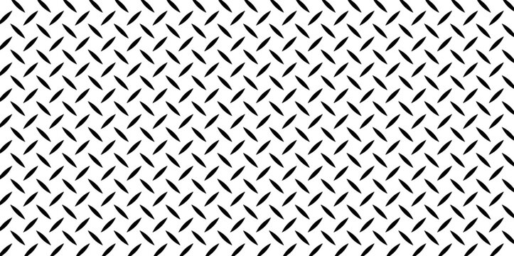 Metal plate pattern with diamond texture. Industrial steel surface for floors, perfect for construction and factory seamless design. Durable checker tread background.