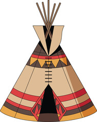 Native american tipi dwelling illustration isolated on transparent background. © Mst Insanara Begum