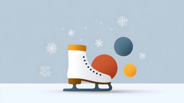 trendy winter sports social media banner with ice skates snowflakes and stylish typography space