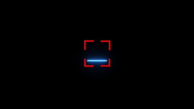 Futuristic cyan QR scanner icon animation, contactless payment and smart scanning technology,