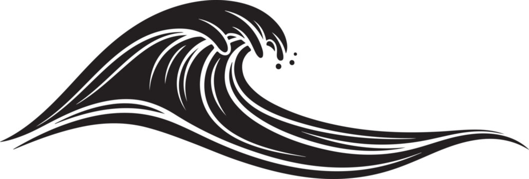 Black wave, ocean wave, surf icon, vector wave, sea wave
