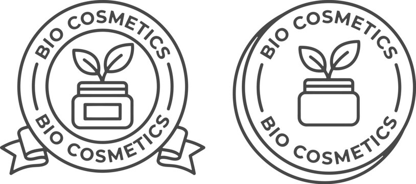 Bio Cosmetics Logos, Natural Skincare Badges, Eco-Friendly Beauty Icons, Vector Labels