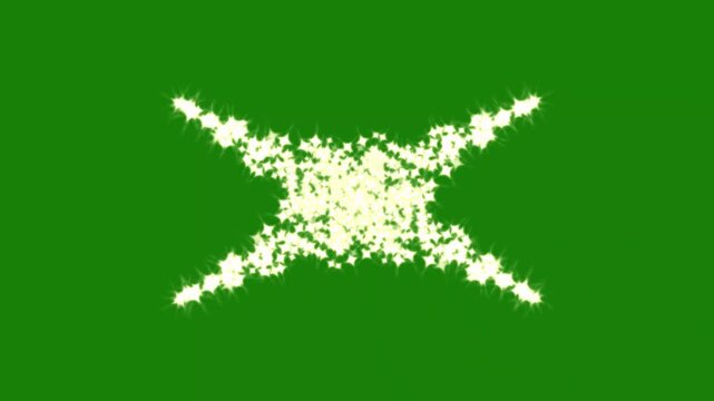 Radiant twinkle star line with luxury white glitter dust, magical pixie sparkle trails, flashing cartoon doodles and shimmering particle bursts dancing on Green screen in crisp 4K.