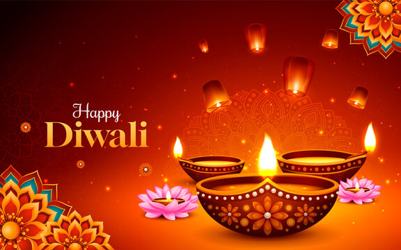 Diwali Decorative Red Background