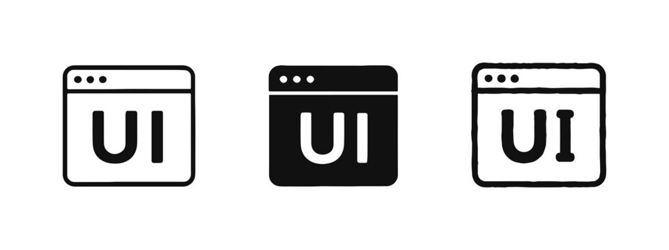 Web Browser UI Interface Icon Set in Outline Solid and Hand Drawn Styles