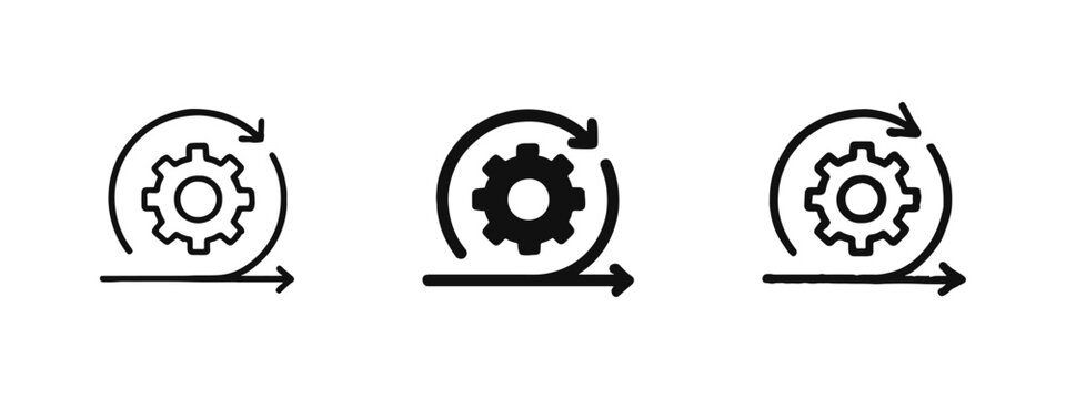 Agile Development and Workflow Process Icons in Outline, Solid, and Hand-Drawn Styles