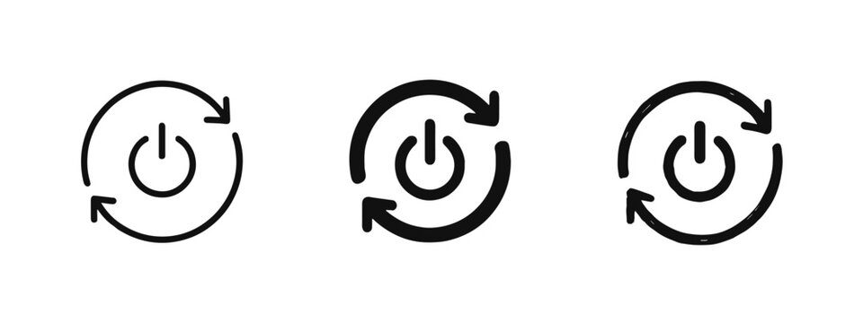 System restart and power button icons with circular refresh arrows