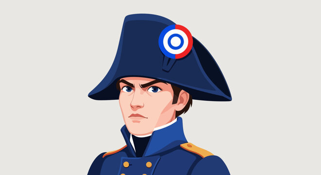 Cartoon illustration of a historical military general in uniform.