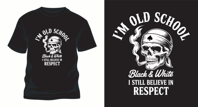 Old school respect t shirt design skull.