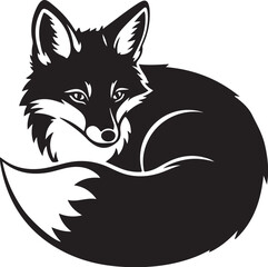 Obraz premium Black Fox Icon, Vector Fox Illustration, Wildlife Graphic, Animal Design Element