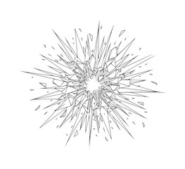 Fototapeta premium Sharp geometric shards exploding outwards from a central point abstract explosion