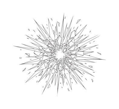 Sharp geometric shards exploding outwards from a central point abstract explosion