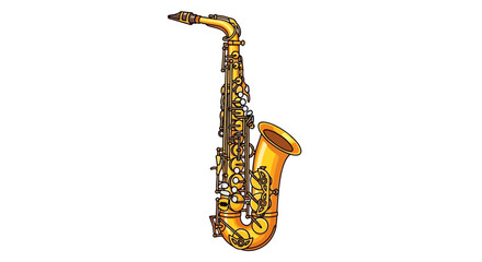 Naklejka premium Golden saxophone illustration isolated on white background.