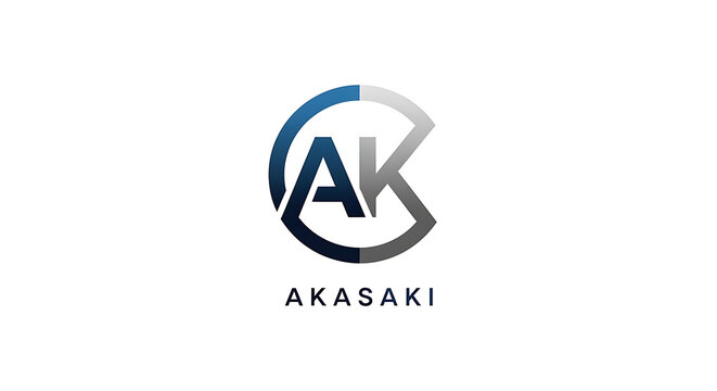 Abstract professional lettermark logo concept featuring dynamic stylized 'A' and 'K' initials integrated within a modern circular graphic element for business branding