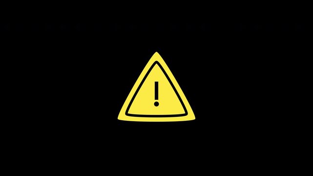 Warning Alert Icon Bounce Animation on Transparent Background 4K