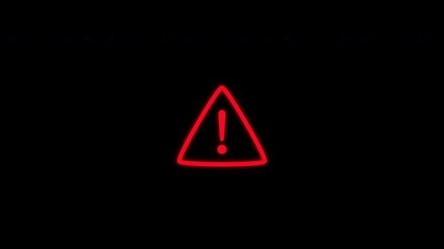 Red Warning Icon Pop Out Animation with Alpha Channel 4K