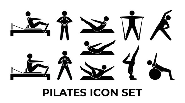 Pilates icons for fitness and exercise.