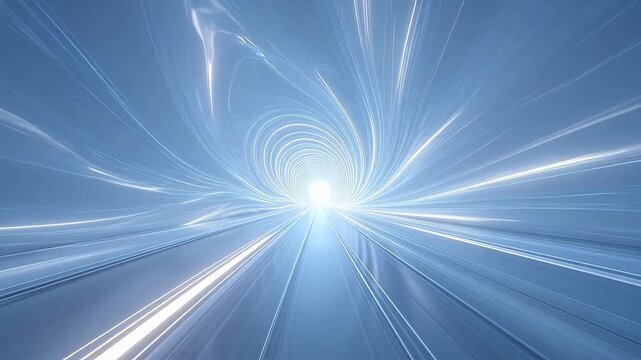 Blue spiral tunnel with glowing white lines creating deep spatial depth