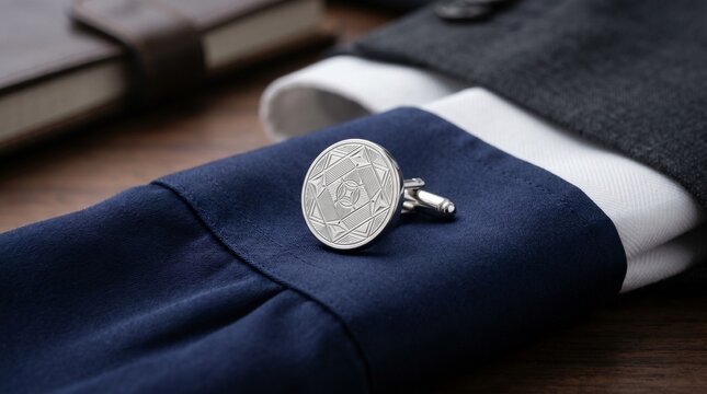 Elegant cufflinks on suit jacket, luxury menswear detail